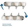 Progress Lighting 1 Light Bathroom Vanity Light, Modern Bath Lighting Fixture with White Glass Shade for Over the Mirror, Alabaster Glass Collection, Reversible Mounting, Brushed Nickel (P3051-09)(3-Light)