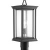 Progress Lighting 1-Light Clear Seeded Glass Craftsman Outdoor Post Lantern Light, Endicott Collection, Outdoor, P5400-31, Textured Black(Black)