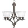 Progress Lighting 5-Light Etched Glass Traditional Chandelier Light, Trinity Collection, Indoor, P4328-09, Brushed Nickel(Bronze)