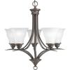 Progress Lighting 5-Light Etched Glass Traditional Chandelier Light, Trinity Collection, Indoor, P4328-09, Brushed Nickel(Bronze)