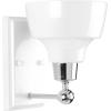 Progress Lighting Bramlett Collection 1-Light White Metal Shade Coastal Bath Vanity Light Polished Chrome(Chrome)