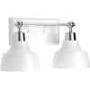 Progress Lighting Bramlett Collection 2-Light White Metal Shade Coastal Bath Vanity Light Polished Chrome(Chrome)
