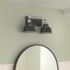 Progress Lighting Bramlett Collection 2-Light White Metal Shade Coastal Bath Vanity Light Polished Chrome(Nickel)