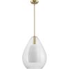 Progress Lighting Carillon 100W 1-Light Brushed Gold Contemporary Pendant with Opal Glass Shade
