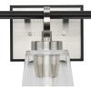 Progress Lighting Cassell 24.12 in. 3-Light Brushed Nickel and Matte Black Vanity Light with Clear Glass Shades for Bathroom