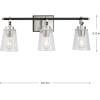 Progress Lighting Cassell 24.12 in. 3-Light Brushed Nickel and Matte Black Vanity Light with Clear Glass Shades for Bathroom