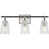 Progress Lighting Cassell 24.12 in. 3-Light Brushed Nickel and Matte Black Vanity Light with Clear Glass Shades for Bathroom