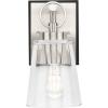 Progress Lighting Cassell 4.75 in. 1-Light Brushed Nickel and Matte Black Vanity Light with Clear Glass Shade for Bathroom