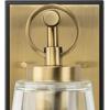 Progress Lighting Cassell 4.75 in. 1-Light Vintage Brass and Matte Black Vanity Light with Clear Glass Shade for Bathroom