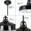 Progress Lighting Cedar Springs Collection 1-Light Black Metal Shade Farmhouse Outdoor Hanging Light Textured Black(Black)