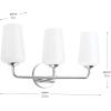 Progress Lighting Celino 3-Light Polished Chrome Bathroom Vanity Light with White Glass Shade