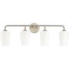 Progress Lighting Celino Collection Four-Light Vanity Light with White Glass Shades