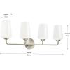 Progress Lighting Celino Collection Four-Light Vanity Light with White Glass Shades