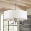 Progress Lighting Drum Shade Collection Five-Light Chandelier, Farmhouse Style Hanging Ceiling Light Fixture for Dining Rooms, Foyers, White Textured Linen Shade, Brushed Nickel(Brushed Nickel)