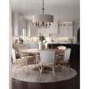Progress Lighting Drum Shade Collection Five-Light Chandelier, Farmhouse Style Hanging Ceiling Light Fixture for Dining Rooms, Foyers, White Textured Linen Shade, Brushed Nickel(Black)