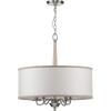 Progress Lighting Durrell Collection 4-Light Sailcloth Linen Fabric Shade Coastal Chandelier Light Brushed Nickel, 22.50×21.00×21.00