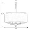 Progress Lighting Durrell Collection 4-Light Sailcloth Linen Fabric Shade Coastal Chandelier Light Brushed Nickel, 22.50×21.00×21.00