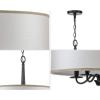 Progress Lighting Durrell Collection 4-Light Sailcloth Linen Fabric Shade Coastal Chandelier Light Matte Black(Black)
