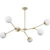 Progress Lighting Haas 50 in. 6-Light Brushed Bronze Modern Organic Chandelier with Opal Glass Shades
