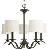 Progress Lighting Inspire Collection 5-Light Off-White Linen Shade Traditional Chandelier Light Brushed Nickel(Antique Bronze)