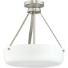 Progress Lighting Lieon Collection Three-Light Semi-Flush Convertible Light with White Glass Shade