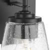 Progress Lighting Martenne 4.62 in. One-Light Matte Black Vanity Light with Seeded Glass Shade