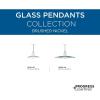 Progress Lighting Modern Pendant 1-Light Clear and Etched Glass Mini-Pendant Light Brushed Nickel