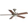 Progress Lighting P2501-20 52-Inch Fan with 5 Blades and 3-Speed Reversible Motor with Reversible Medium Cherry or Classic Walnut Blades, Antique Bronze(Brushed Nickel)