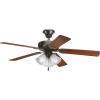 Progress Lighting P2501-20 52-Inch Fan with 5 Blades and 3-Speed Reversible Motor with Reversible Medium Cherry or Classic Walnut Blades, Antique Bronze(Bronze)