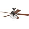Progress Lighting P2501-20 52-Inch Fan with 5 Blades and 3-Speed Reversible Motor with Reversible Medium Cherry or Classic Walnut Blades, Antique Bronze(Bronze)