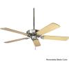 Progress Lighting P2501-20 52-Inch Fan with 5 Blades and 3-Speed Reversible Motor with Reversible Medium Cherry or Classic Walnut Blades, Antique Bronze(Brushed Nickel)