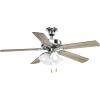 Progress Lighting P2501-20 52-Inch Fan with 5 Blades and 3-Speed Reversible Motor with Reversible Medium Cherry or Classic Walnut Blades, Antique Bronze(Polished Chrome)