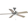 Progress Lighting P2501-20 52-Inch Fan with 5 Blades and 3-Speed Reversible Motor with Reversible Medium Cherry or Classic Walnut Blades, Antique Bronze(Polished Chrome)