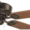 Progress Lighting P2562-80 Protruding Mount, 5 Toasted Oak Blades Ceiling fan, Forged Black(Antique Bronze)