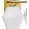 Progress Lighting P300431-191 Copeland Collection 15 in. Two-Light Brushed Gold Vanity Light with Etched Opal Glass Shades