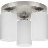 Progress Lighting P350238-009 Cofield Collection 12 in. Three-Light Brushed Nickel Transitional Flush Mount with Etched White Glass Shades