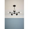Progress Lighting P400325-31M Atwell Collection 28 in. Five-Light Matte Black Mid-Century Modern Chandelier with Clear Glass Shade