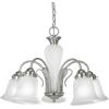 Progress Lighting P4391-09 5-Light Chandelier with Etched Alabaster Glass Shades and Center Column, Brushed Nickel(Nickel)