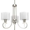 Progress Lighting P4695-09 Invite 3-Lt. Chandelier with White silk mylar shades(Brushed Nickel)