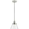 Progress Lighting P500382-009 Hinton Collection 8 in. One-Light Brushed Nickel Pendant with Clear Seeded Glass Shade