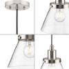 Progress Lighting P500382-009 Hinton Collection 8 in. One-Light Brushed Nickel Pendant with Clear Seeded Glass Shade
