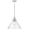 Progress Lighting P500384-009 Hinton Collection 16 in. One-Light Brushed Nickel Pendant with Clear Seeded Glass Shade