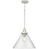 Progress Lighting P500384-009 Hinton Collection 16 in. One-Light Brushed Nickel Pendant with Clear Seeded Glass Shade