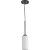 Progress Lighting P500404-31M Cofield Collection 4 in. One-Light Matte Black Transitional Pendant with Etched White Glass Shade