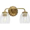 Progress Lighting Quillan 14.5 in. Two-Light Soft Gold Vanity Light with Clear Glass Shade