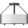 Progress Lighting Ratio Collection 3-Light Brushed Nickel Summer Linen Shade Coastal Pendant Light(Bronze)