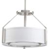 Progress Lighting Ratio Collection 3-Light Brushed Nickel Summer Linen Shade Coastal Pendant Light(Nickel)