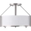 Progress Lighting Ratio Collection 3-Light Brushed Nickel Summer Linen Shade Coastal Pendant Light(Nickel)