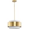 Silva Collection Three-Light Brushed Bronze White Linen Shade Pendant (P500399-109)(Gold)