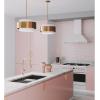 Silva Collection Three-Light Brushed Bronze White Linen Shade Pendant (P500399-109)(Gold)